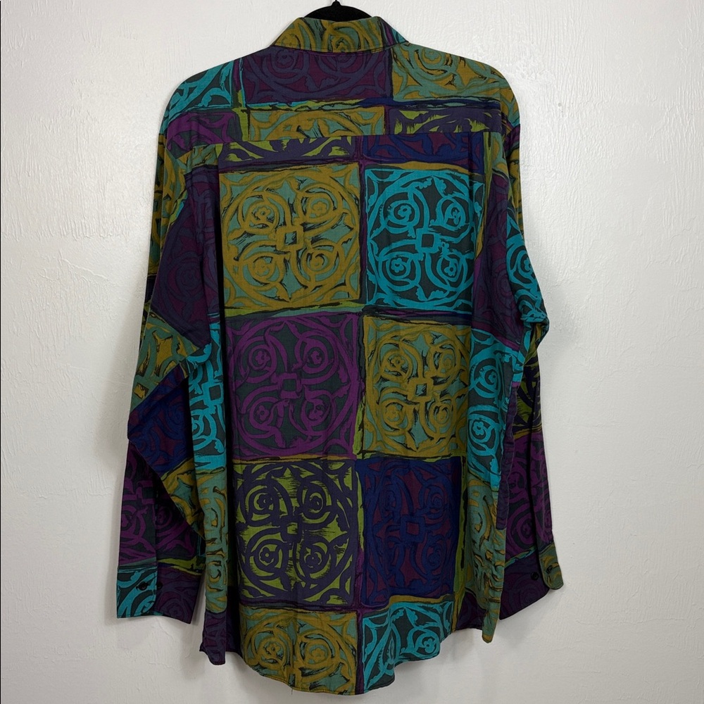 Vintage Kudos Abstract Patchwork Button Down Shir… - image 5